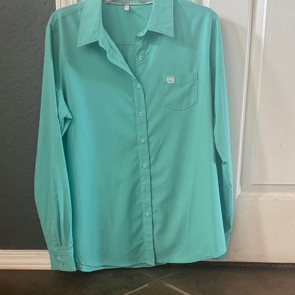 Cinch Aqua Long Sleeve Shirt